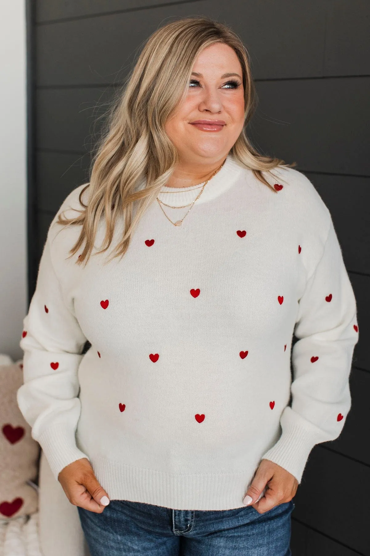 Unbelievable Feelings Heart Knit Sweater- Ivory