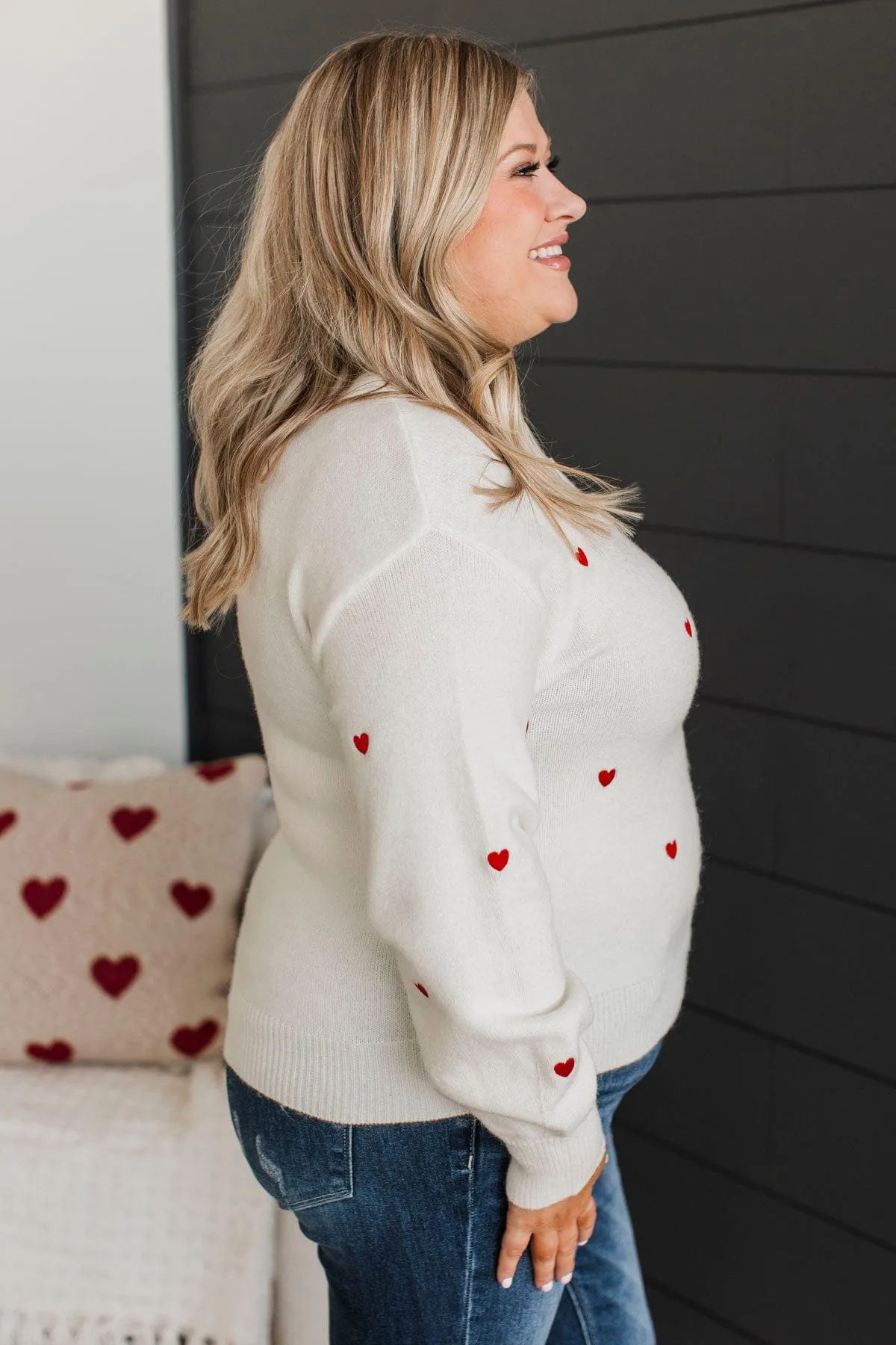 Unbelievable Feelings Heart Knit Sweater- Ivory
