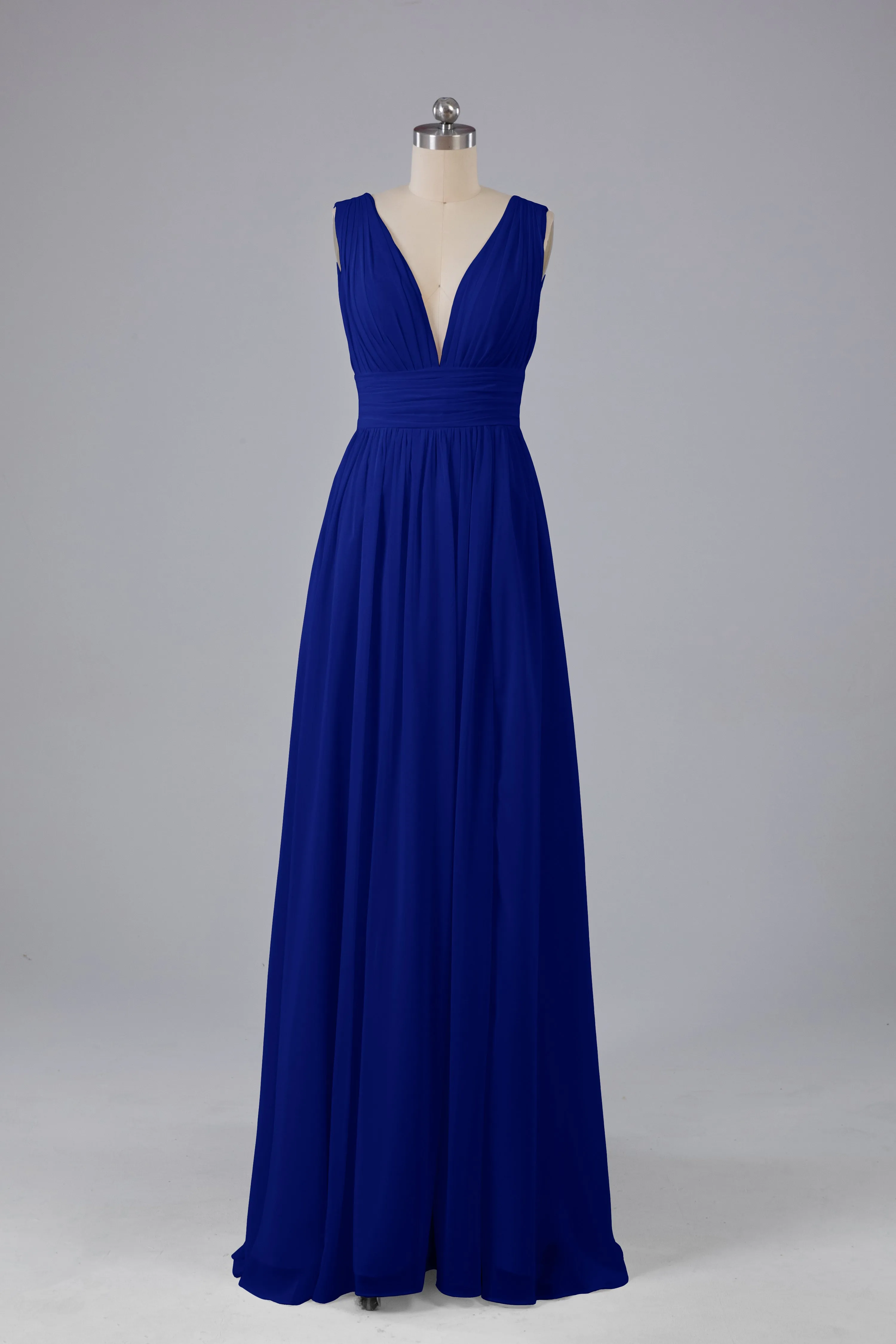 V Neck Chiffon Long Bridesmaid Dresses with Split