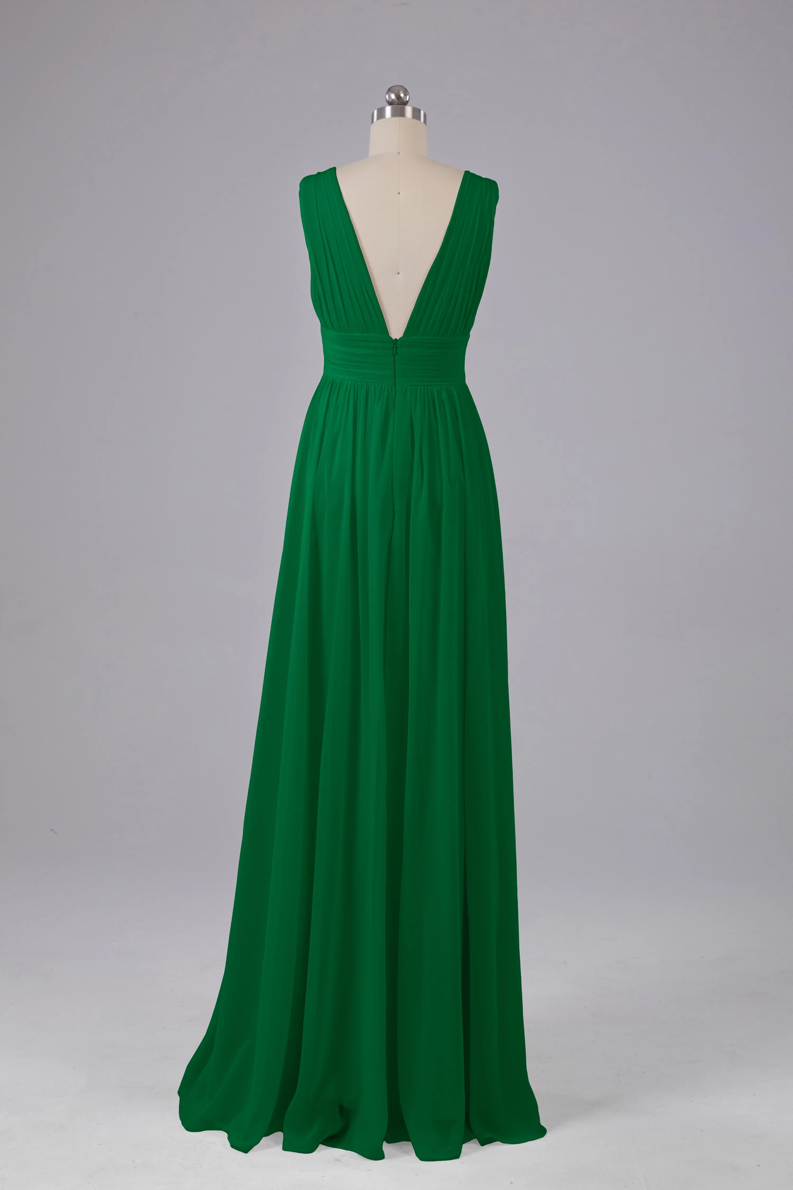 V Neck Chiffon Long Bridesmaid Dresses with Split