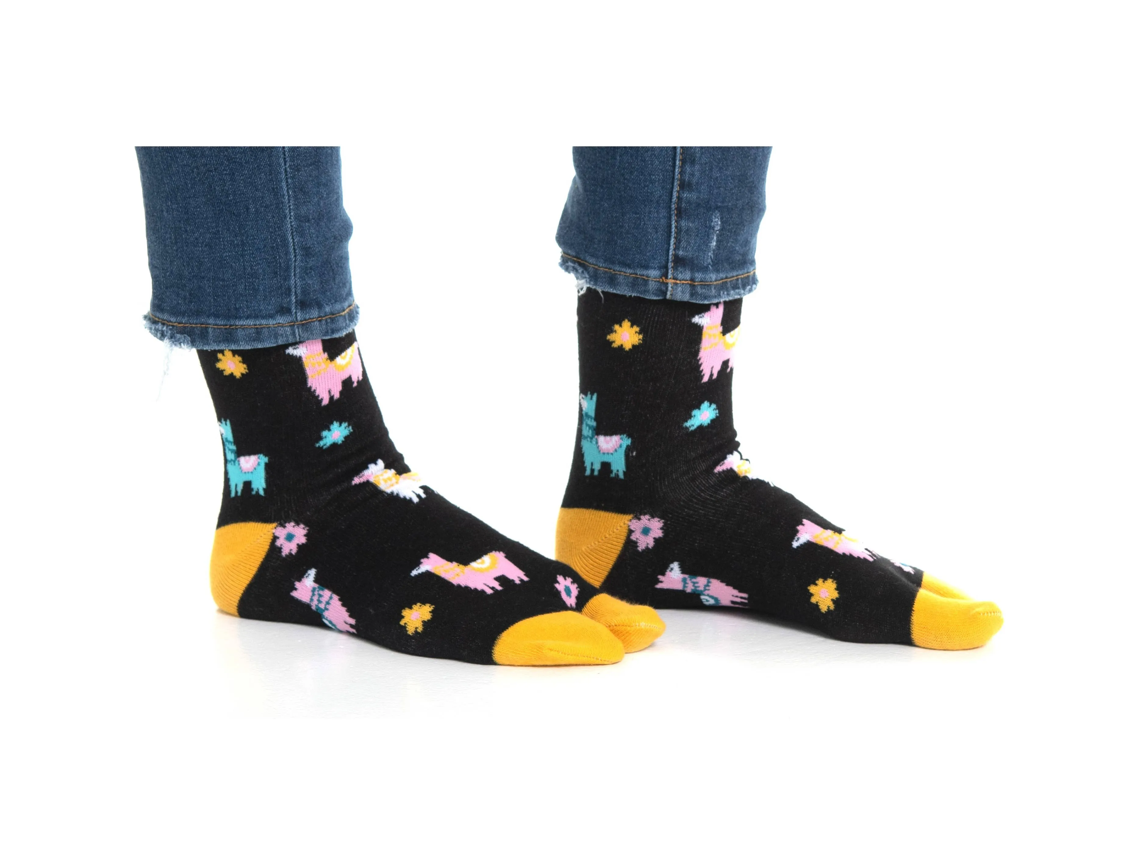 V-Toe Split Toe Novelty Socks Llama Black Big Toe Tabi