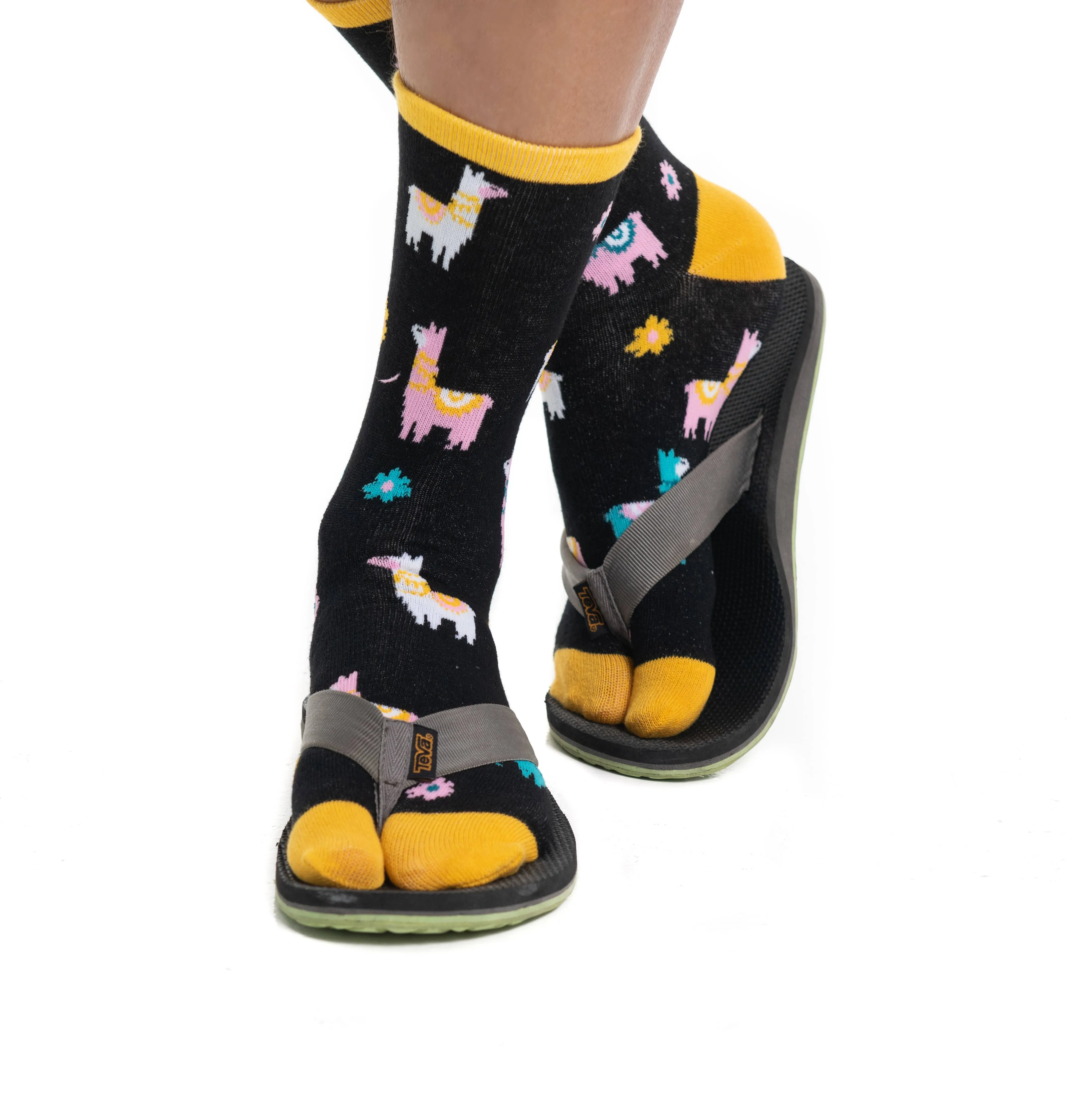 V-Toe Split Toe Novelty Socks Llama Black Big Toe Tabi