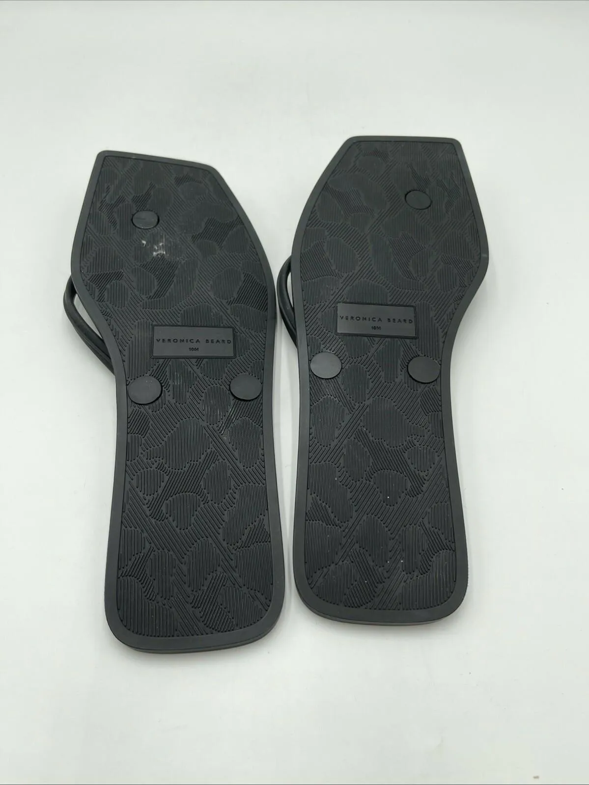 Veronica Beard Analee Square-Toe Leopard Print Flip Flops Black/Brown Size 10M - Very Good