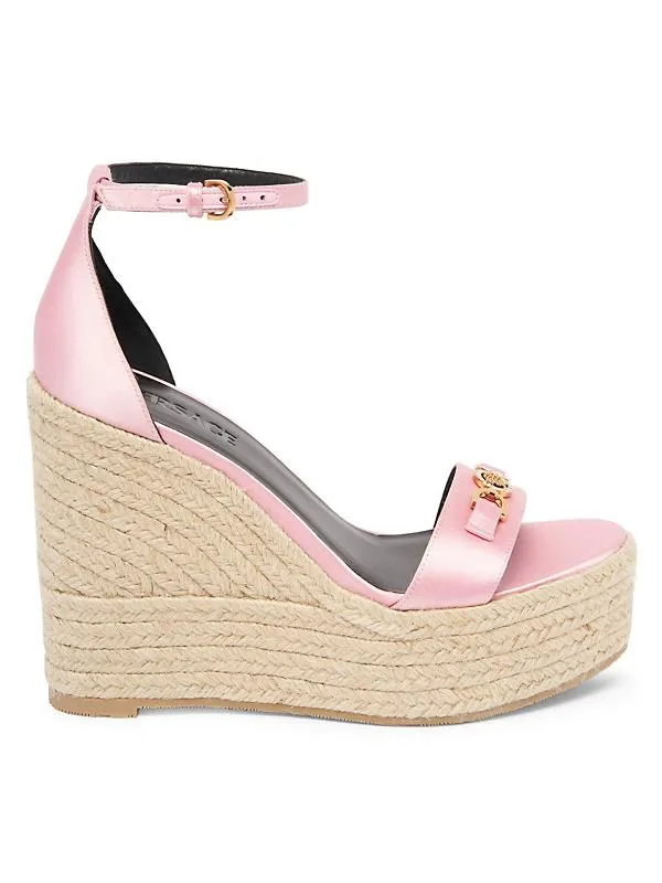 Versace 140MM Satin Espadrille Wedge Sandals