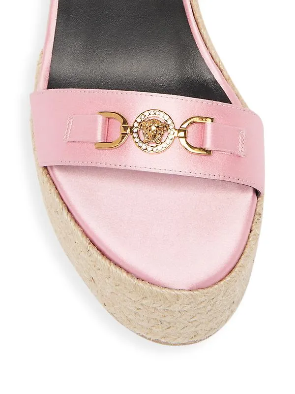 Versace 140MM Satin Espadrille Wedge Sandals
