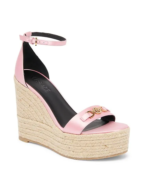 Versace 140MM Satin Espadrille Wedge Sandals