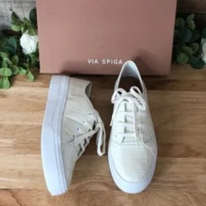 Via Spiga Viola Platform Sneakers Cream  Size 8.5