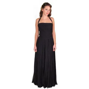 Vintage Formal Evening Gown Black Silk Chiffon Halter Lee Claire 1940S 32-24-Free