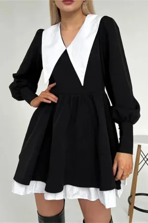 Vintage Mini Dress with Turn-Down Collar