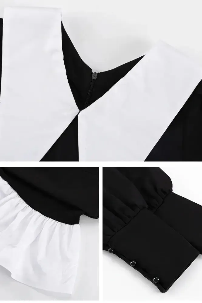 Vintage Mini Dress with Turn-Down Collar