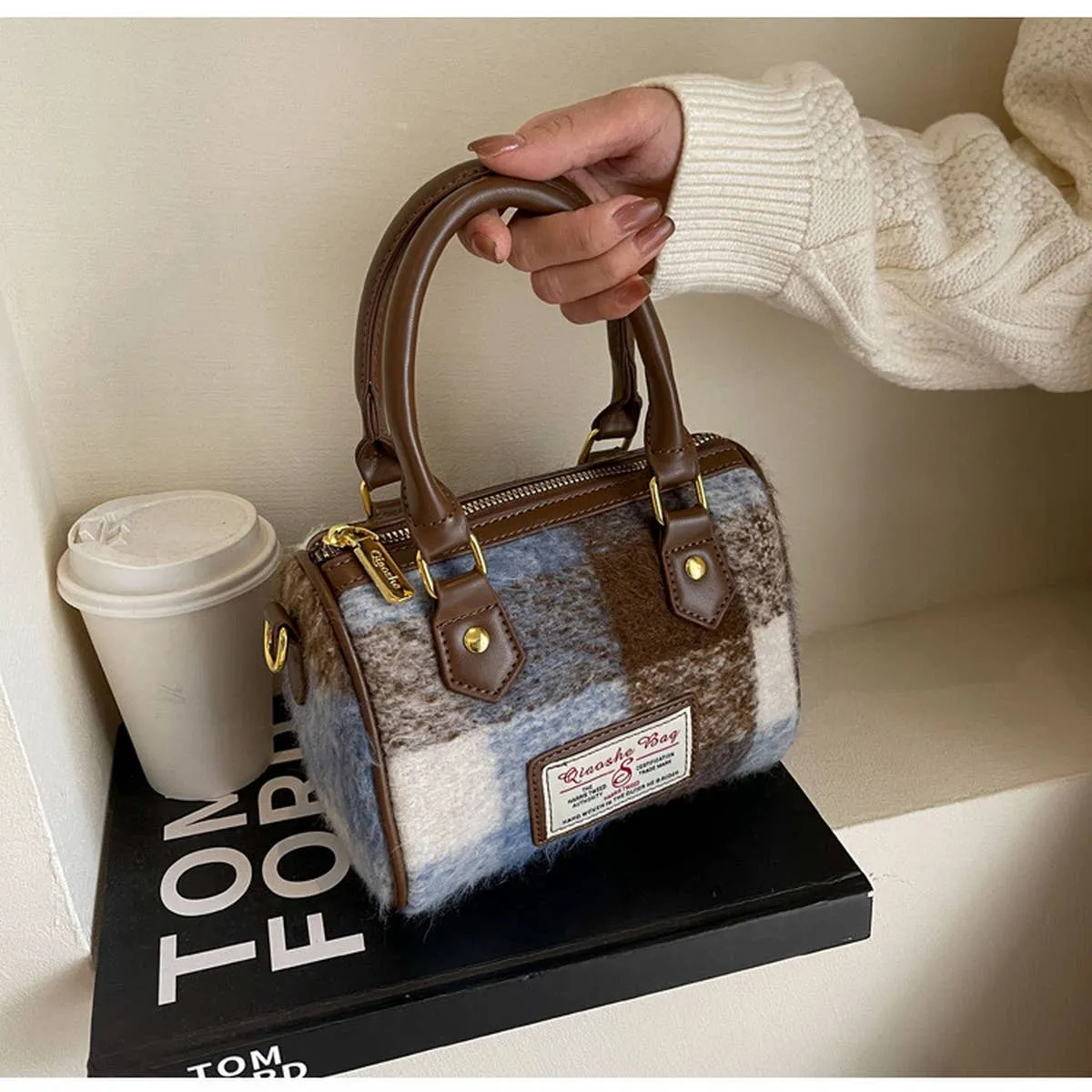 VINTAGE PLAID CASUAL SHOULDER BAG_CWAB1550: Green / (OS) 1