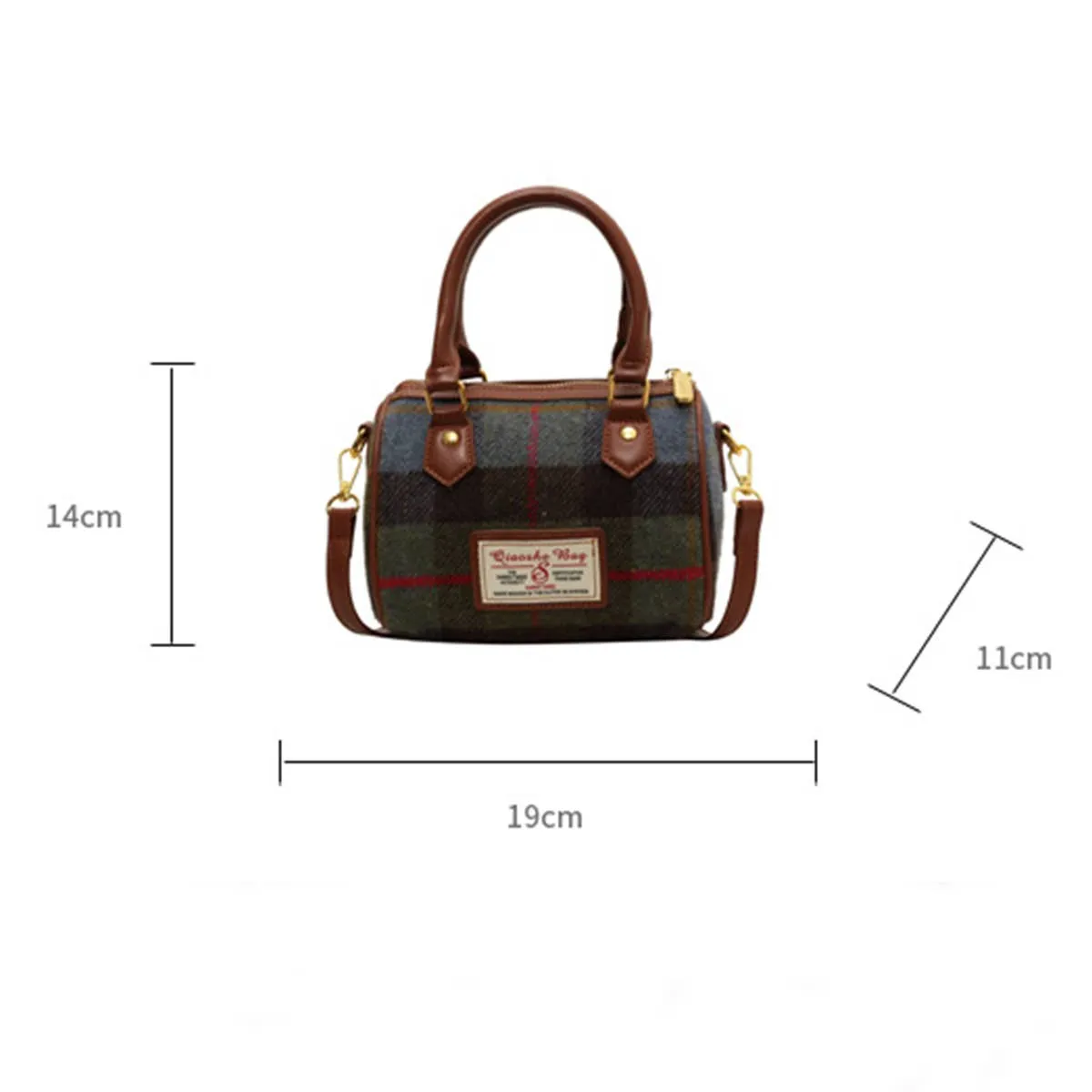 VINTAGE PLAID CASUAL SHOULDER BAG_CWAB1550: Green / (OS) 1