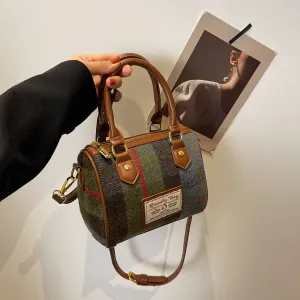 VINTAGE PLAID CASUAL SHOULDER BAG_CWAB1550: Green / (OS) 1