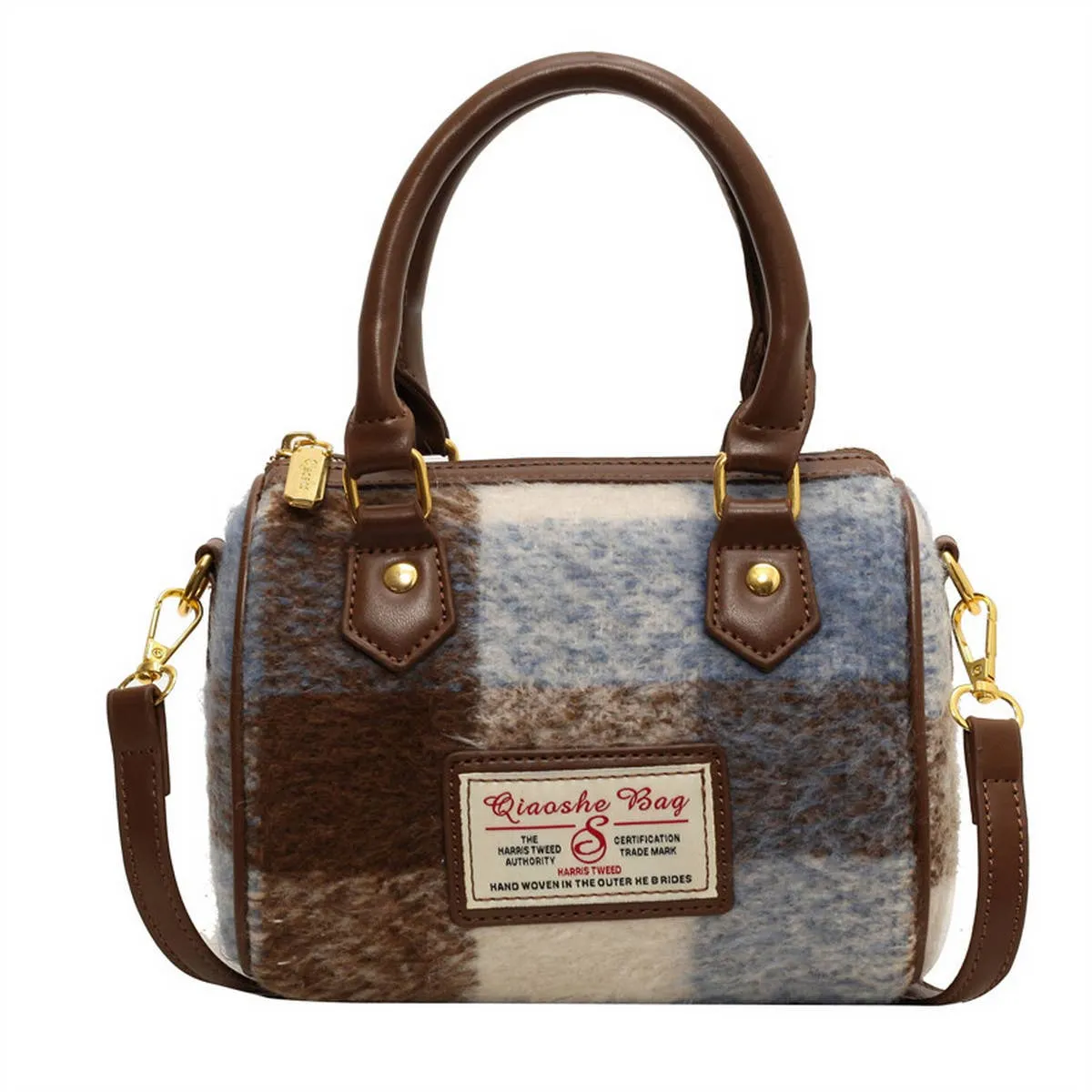 VINTAGE PLAID CASUAL SHOULDER BAG_CWAB1550: Green / (OS) 1