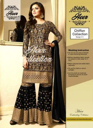 Walima Chiffon Dresses - Embroidered Chiffon Dupatta - Replica - Unstitched