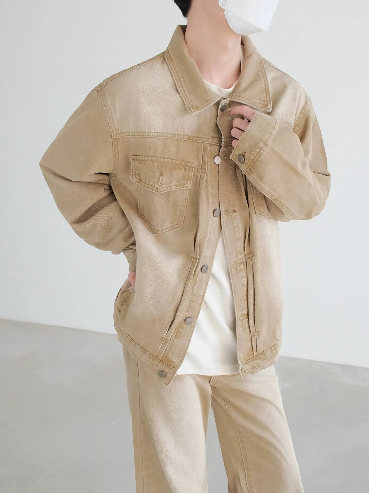 Washed Yellow Denim Jacket and Pants Suit