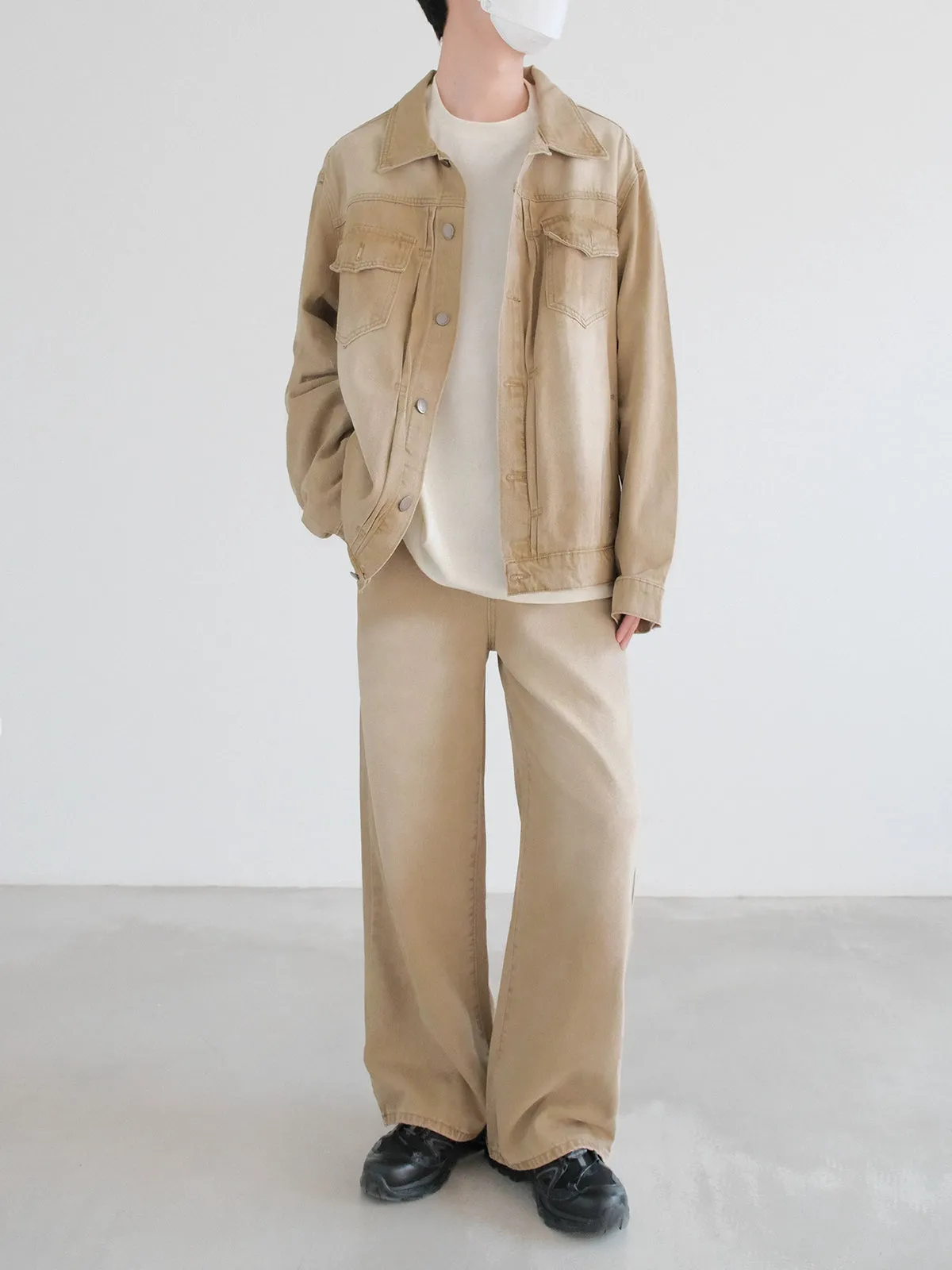 Washed Yellow Denim Jacket and Pants Suit