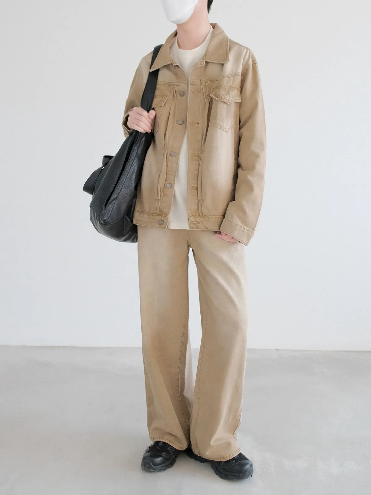Washed Yellow Denim Jacket and Pants Suit
