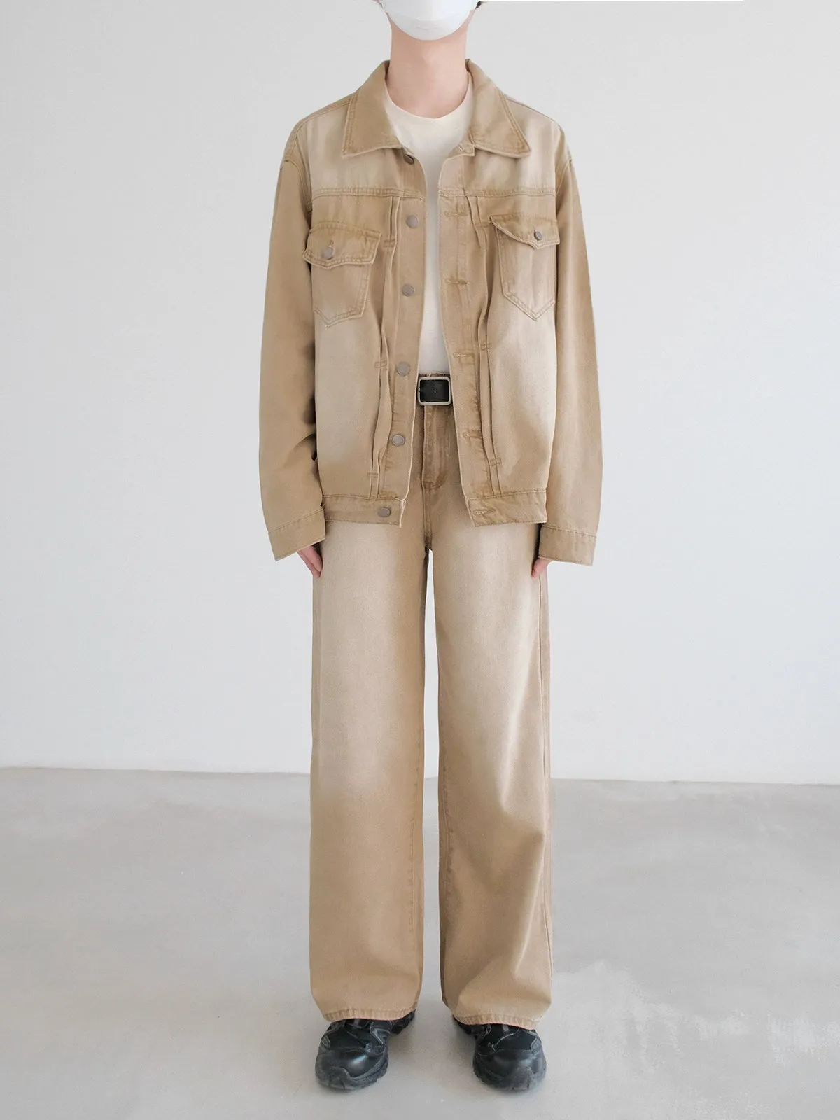 Washed Yellow Denim Jacket and Pants Suit