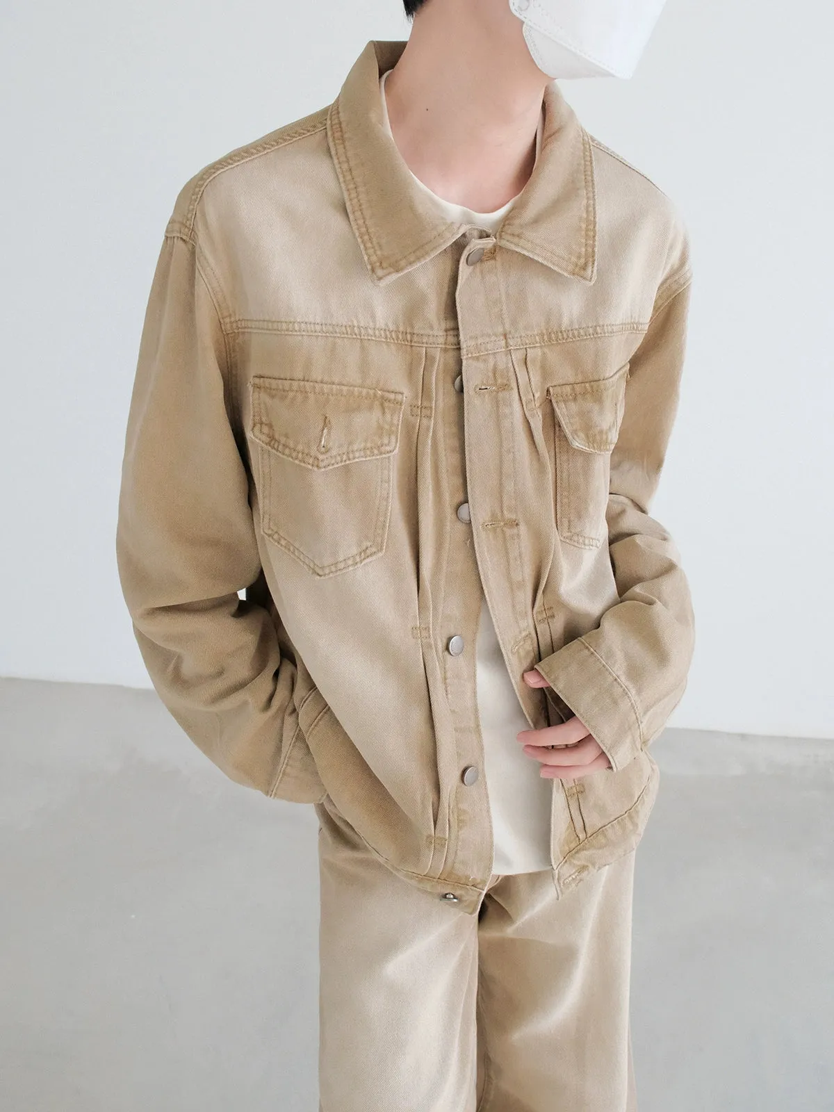 Washed Yellow Denim Jacket and Pants Suit