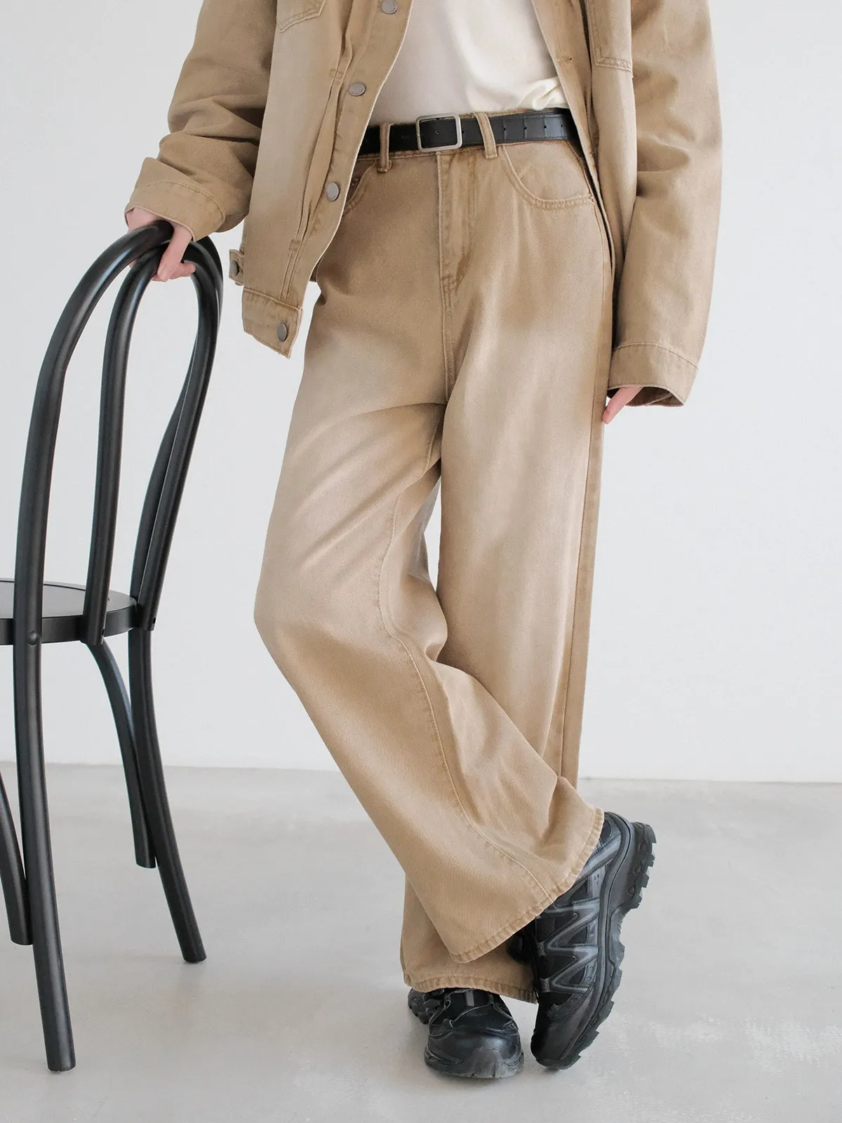 Washed Yellow Denim Jacket and Pants Suit