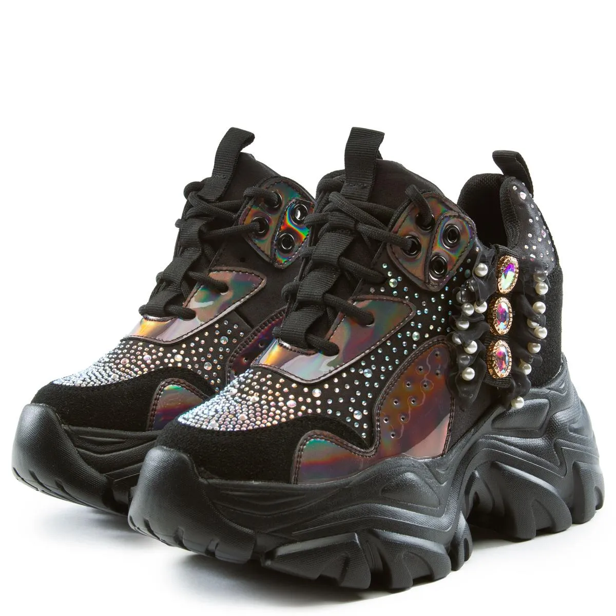 Watermelon-02 Rhinestone Platform Sneakers
