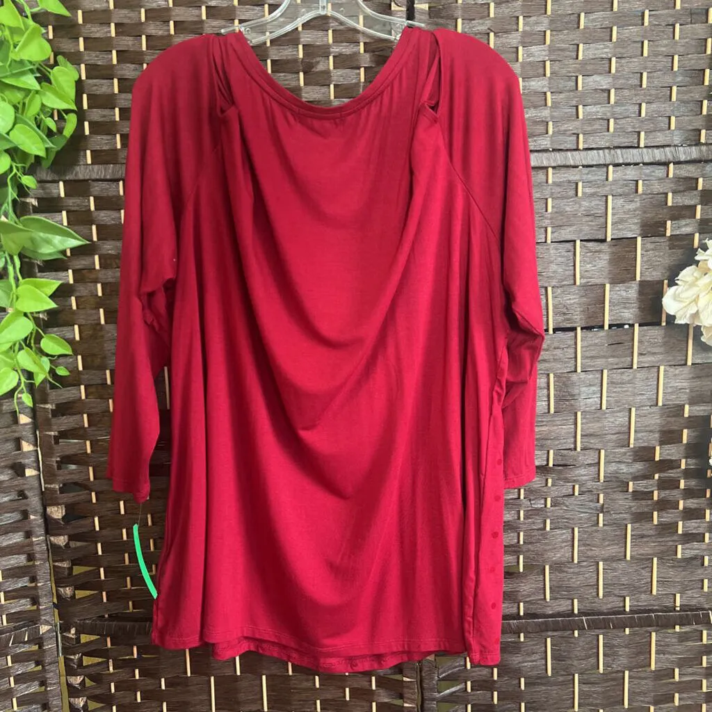 Westport 1962,Maroon,3X,Cold Shoulder Top