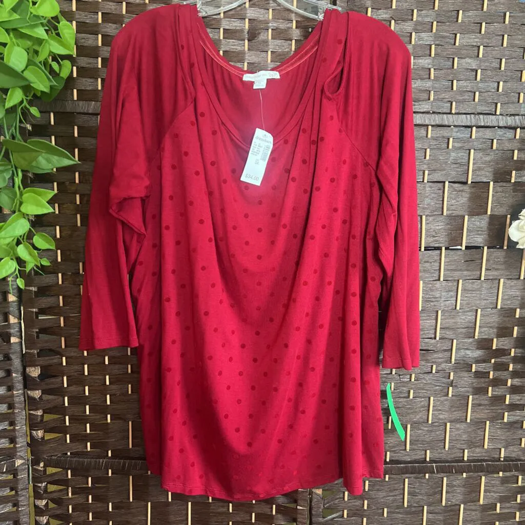 Westport 1962,Maroon,3X,Cold Shoulder Top