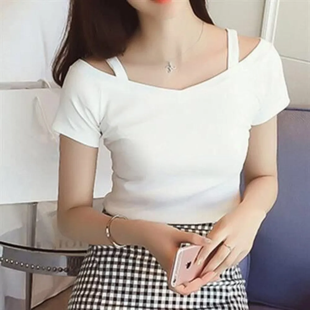 White Cold Shoulder Solid Top