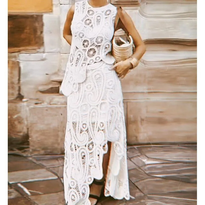 White Embroidered 2 piece Set