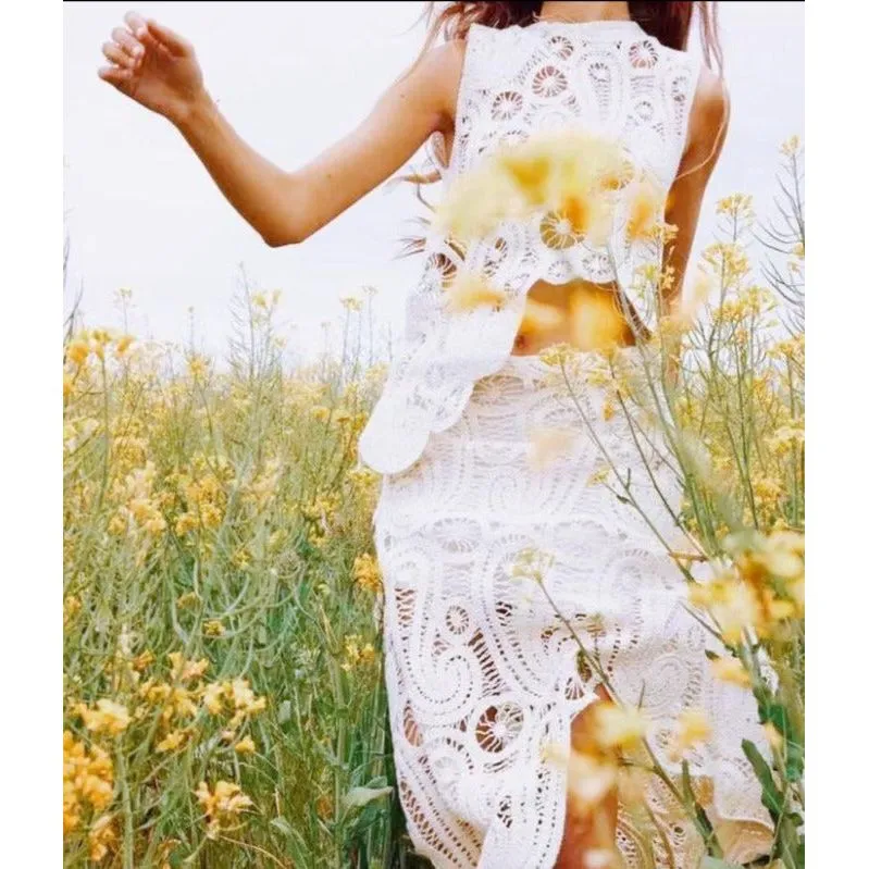 White Embroidered 2 piece Set