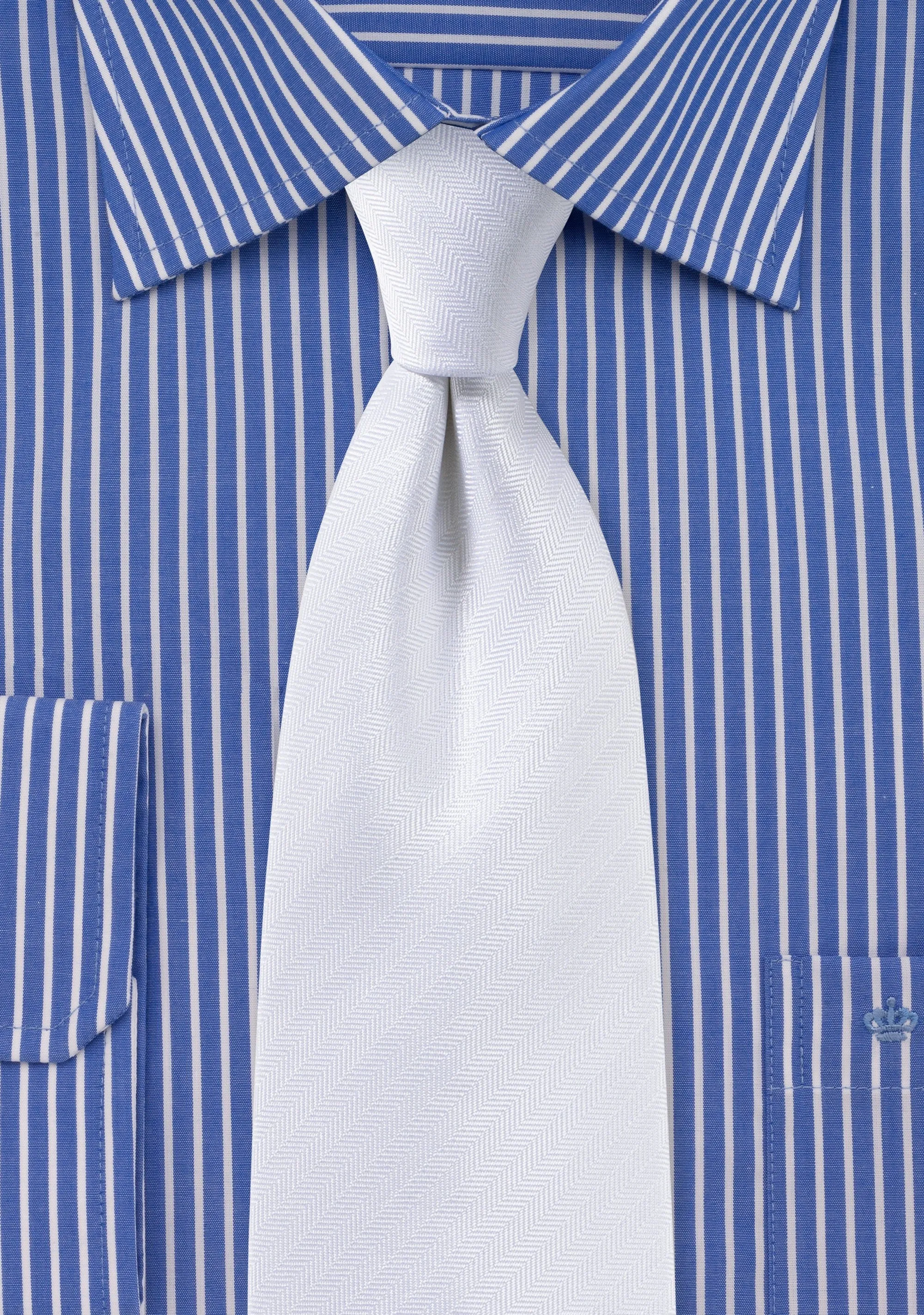 White Herringbone Necktie