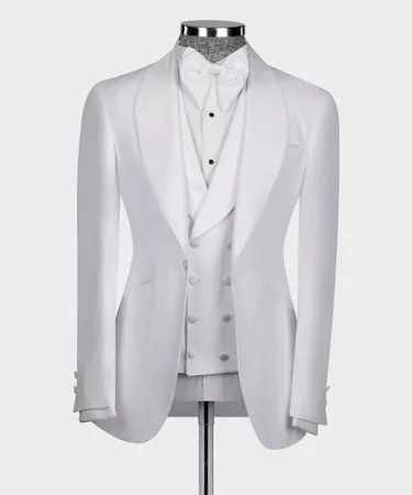 Whi̇te Satin Collar Whi̇te Tuxedo