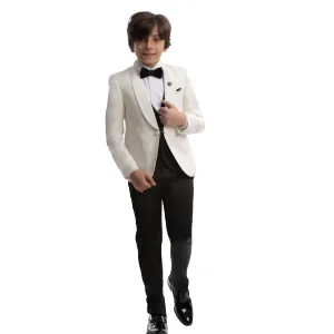 White Tuxedo Kids Suit-Turkish Made