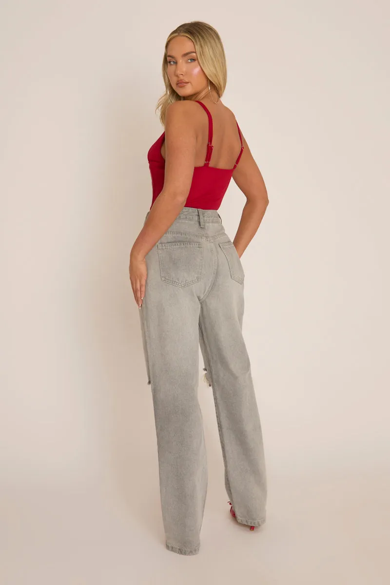 Wine Strappy Corset Top - Tamsin