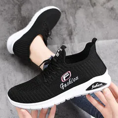 Women Casual Sneakers - Letter Parttern Fabric Breathable
