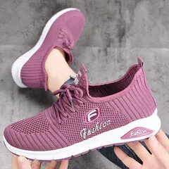 Women Casual Sneakers - Letter Parttern Fabric Breathable
