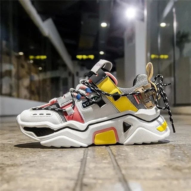 Women Platform Chunky Sneakers 5cm high lace-up Casual Vulcanize Shoes luxury Designer Old Dad female fashion Sneakers
