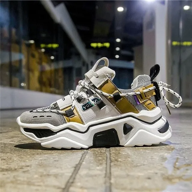 Women Platform Chunky Sneakers 5cm high lace-up Casual Vulcanize Shoes luxury Designer Old Dad female fashion Sneakers