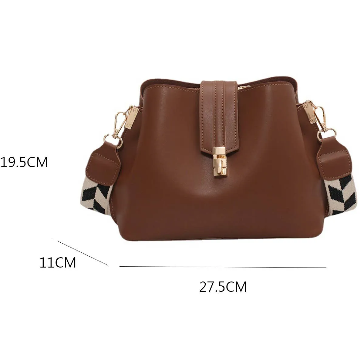 WOMEN RETRO SHOULDER BUCKET BAG_CWAB1552: Brown / (OS) 1