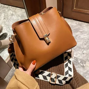 WOMEN RETRO SHOULDER BUCKET BAG_CWAB1552: Brown / (OS) 1