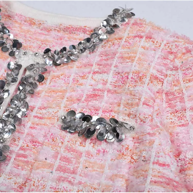 Women Wool Knitted Cardigan Jacket   Mini Skirt Two Pieces Skirt Suit