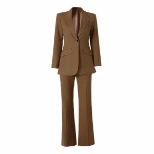 Women's Blazer Suits One Button Two Piece Solid Pant Suit Wedding Business Office Lady Suits Sets