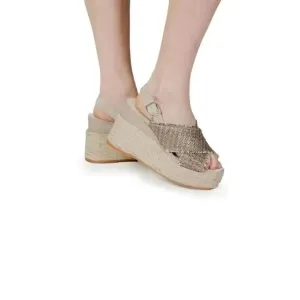 Women's Brown Espadrille Sandals with Buckle and Bow