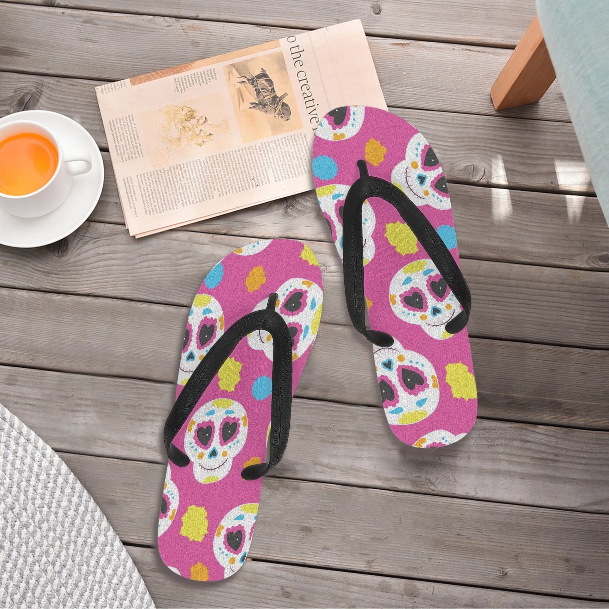 Women's Mexican Sugar Skull Flip Flops
