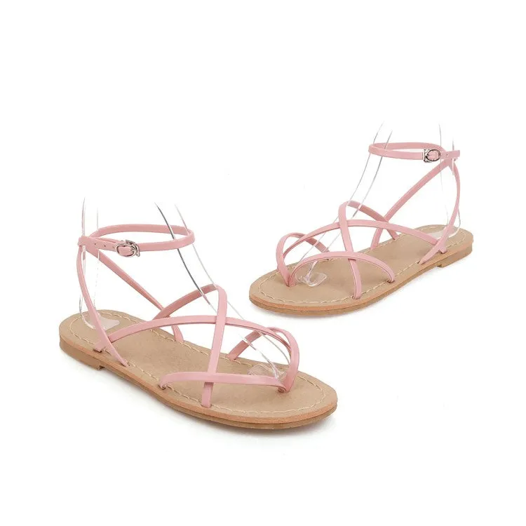 Women's's Flip Flops Round Toe Ankle Strap Flat Sandals