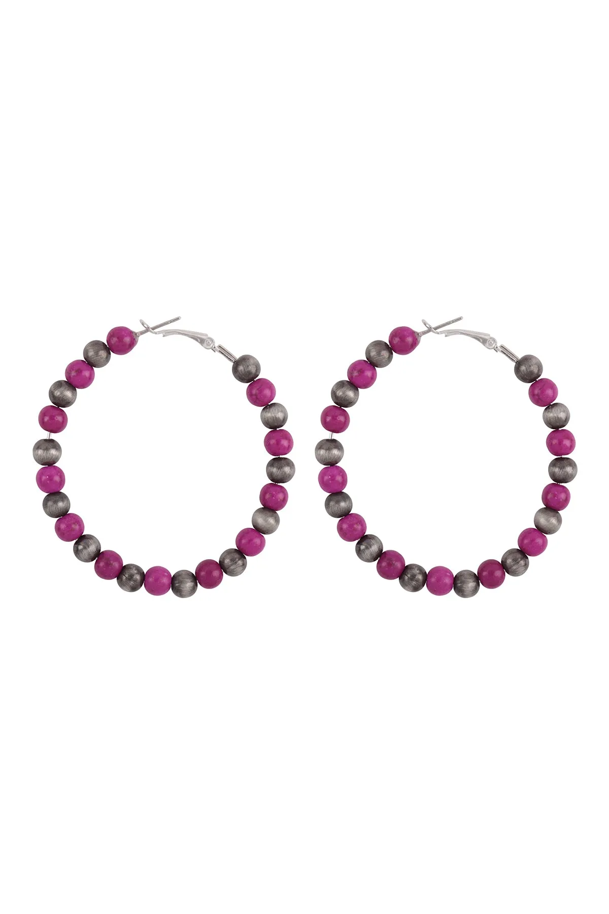 WOOD BEAD BOHO HOOP EARRINGS