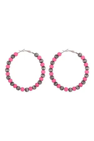 WOOD BEAD BOHO HOOP EARRINGS