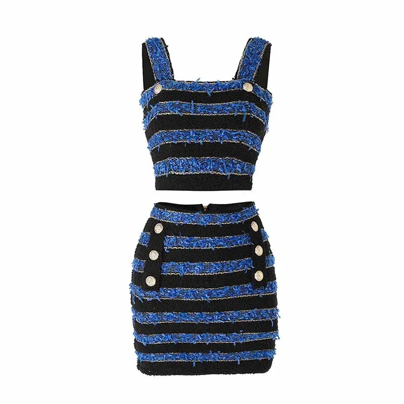Woolen Knitted cardigan Coat Three-Piece Skirt Suits for Women