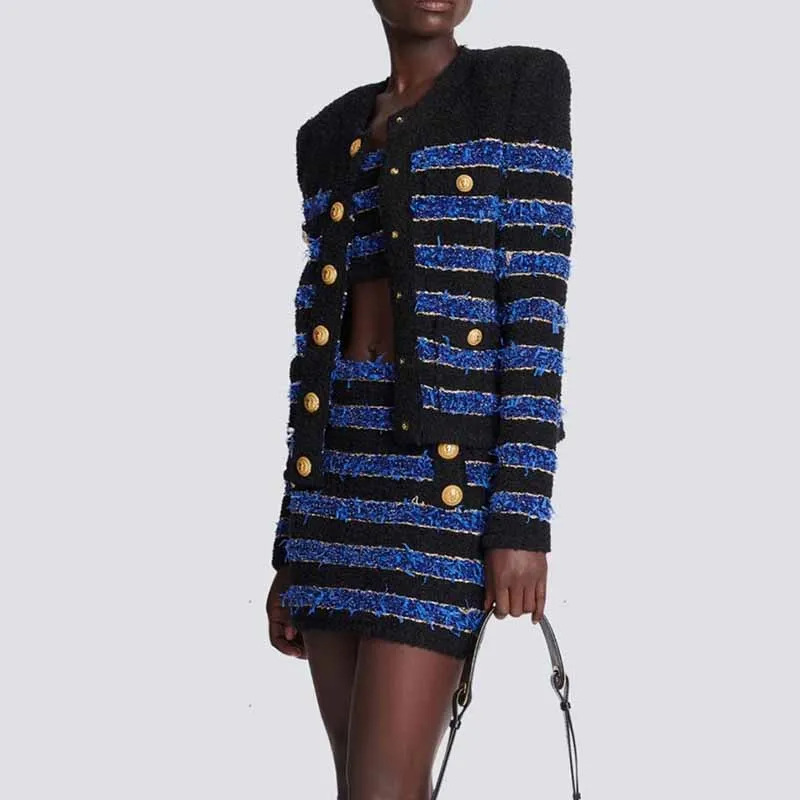 Woolen Knitted cardigan Coat Three-Piece Skirt Suits for Women
